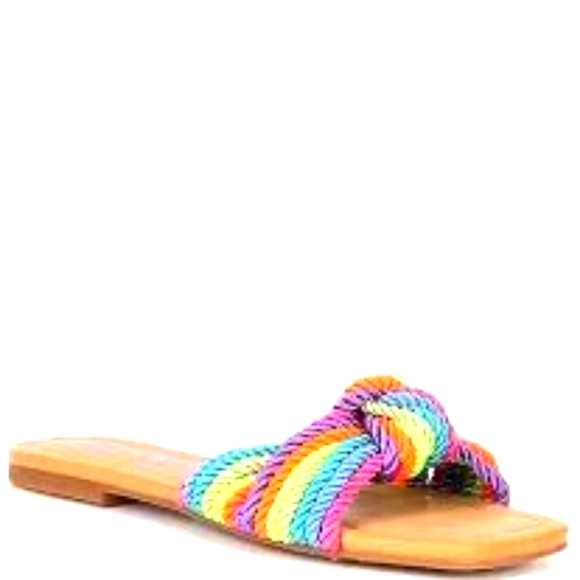 Gianni Bini Shoes - Gianni Bini Penni Rainbow Corded Knot Flat Sandal Size 6